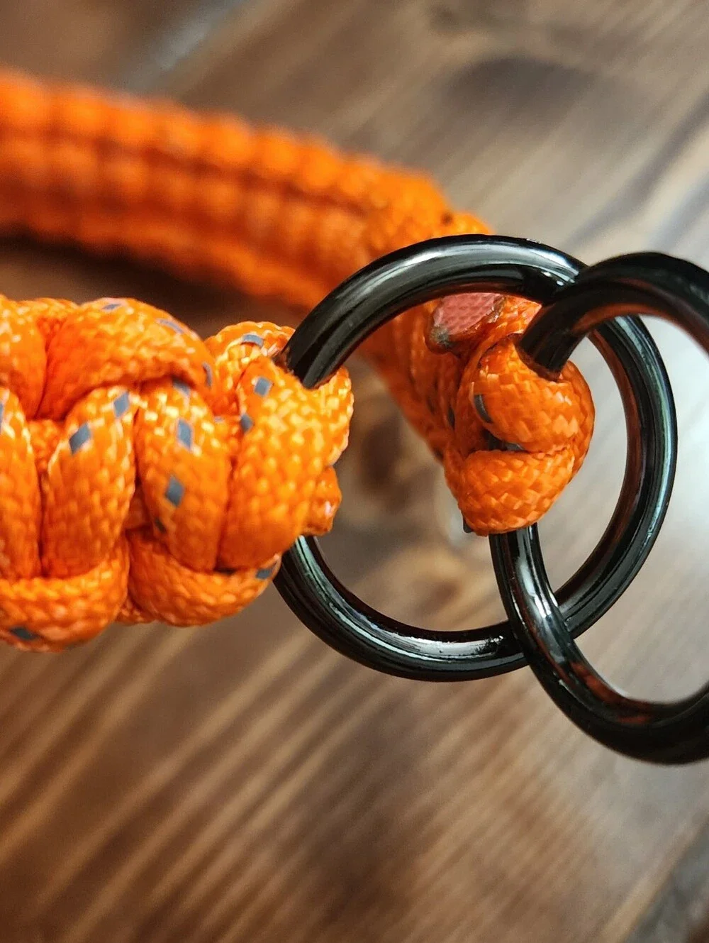 Handmade Paracord Slip Dog Collar - Bright Orange- Reflexive